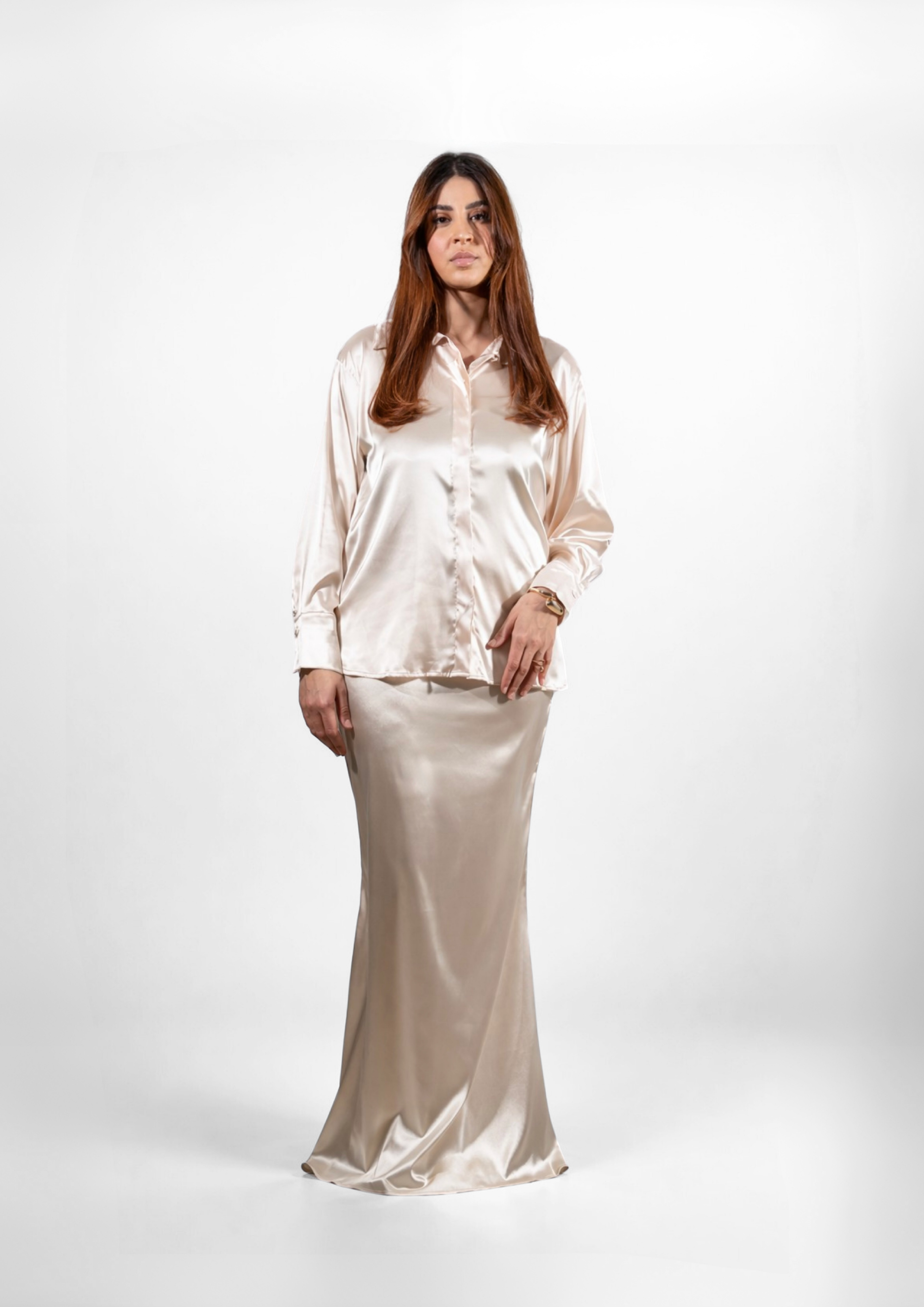 Ensemble jupe Satiné Beige