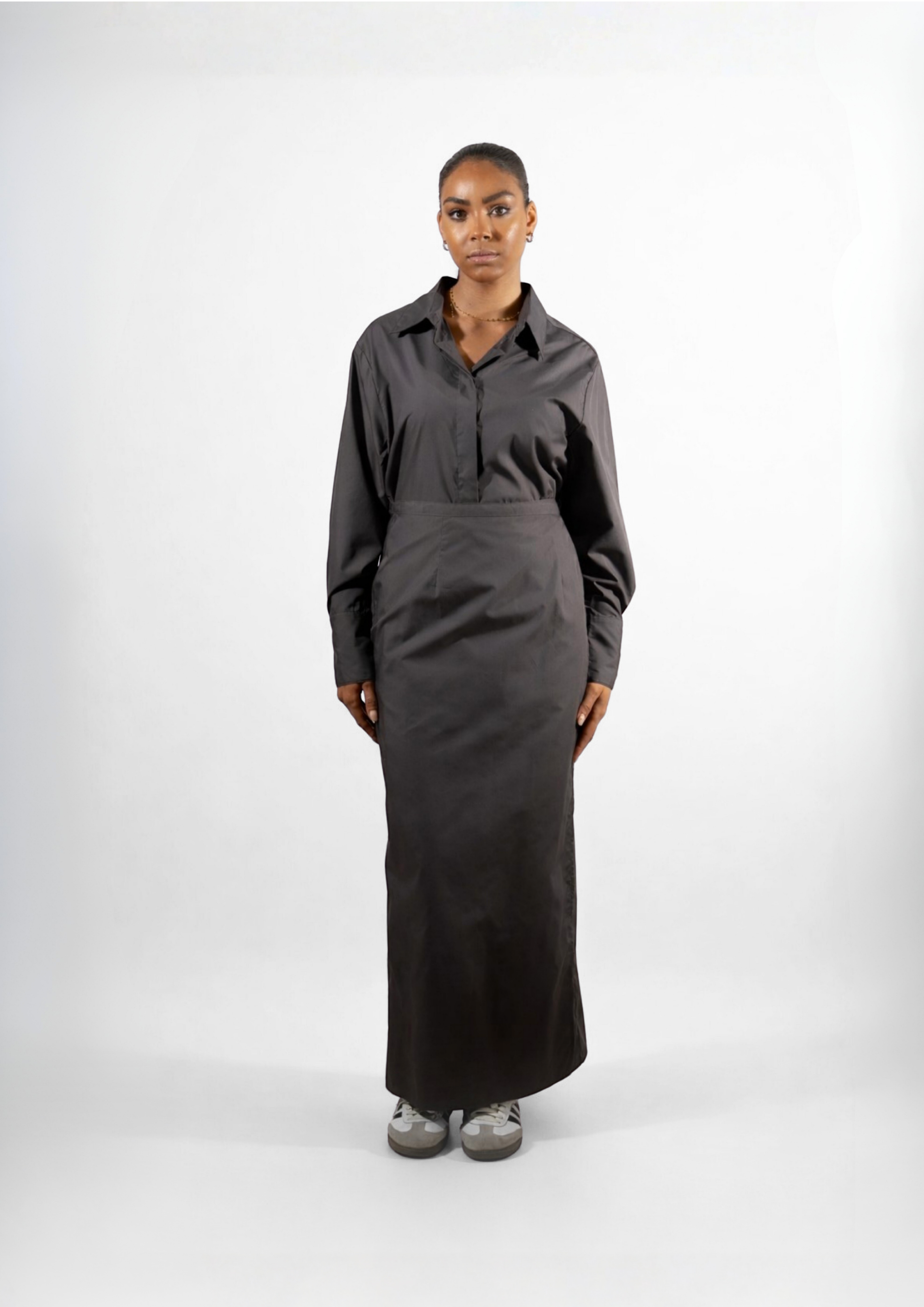 Ensemble Chemise & jupe portefeuille Gris souris