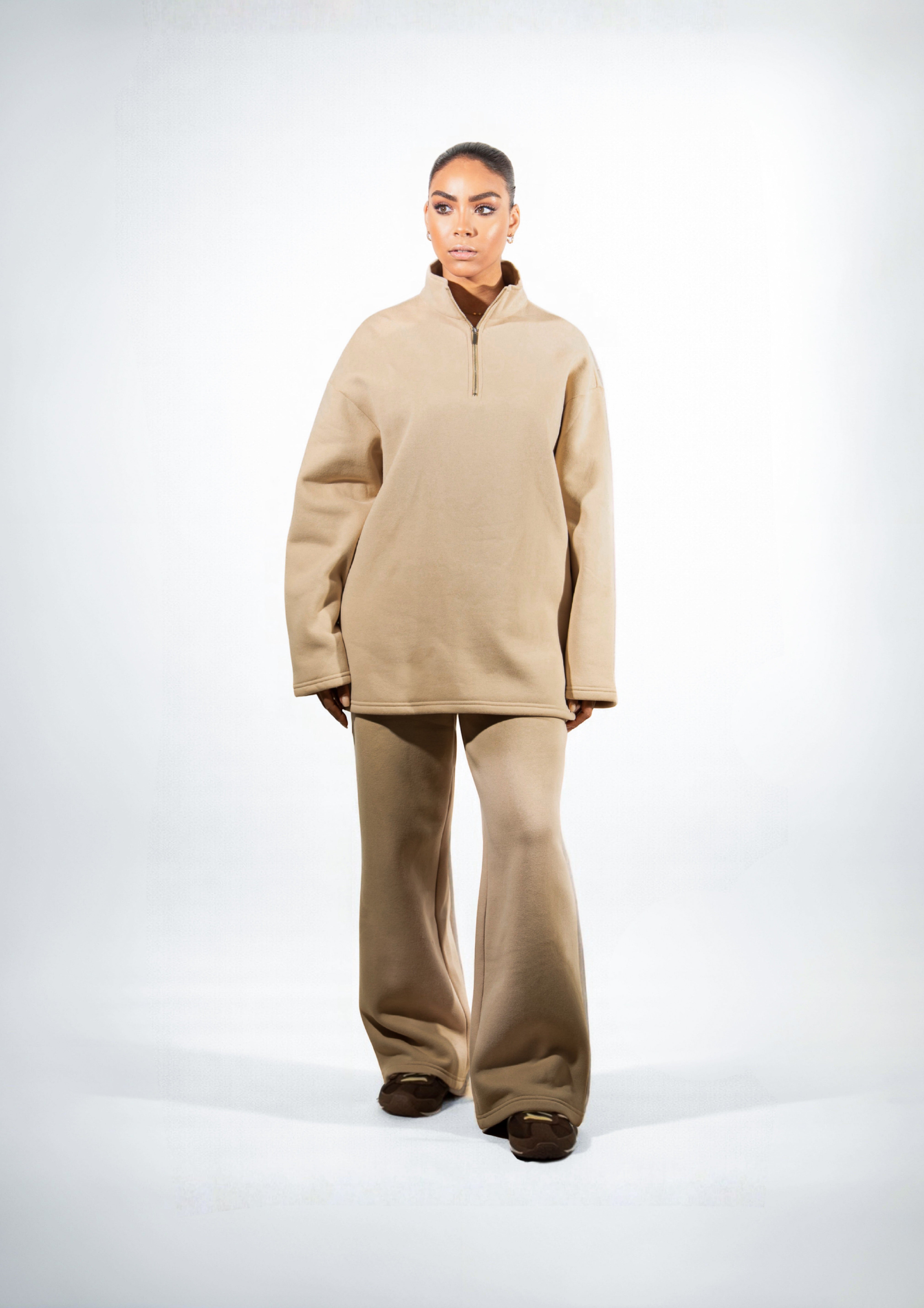Ensemble Sportwear col zippé Beige