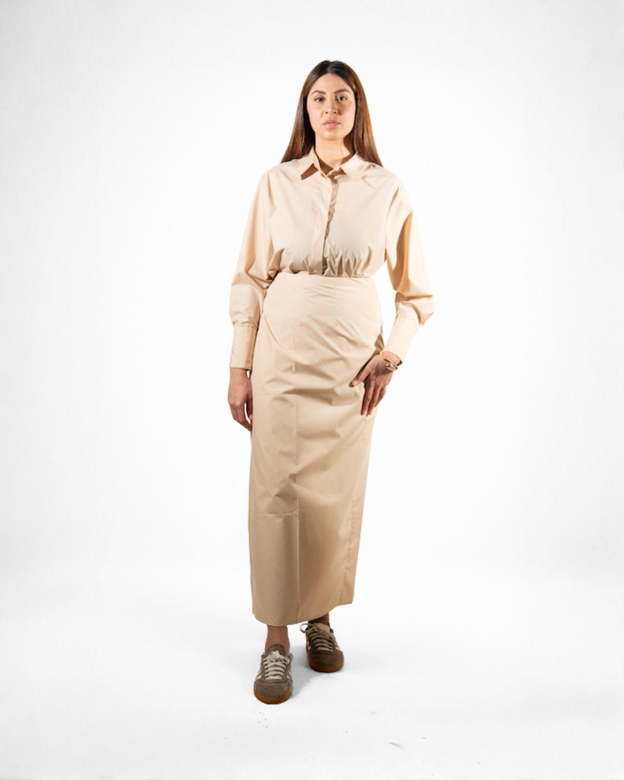 Ensemble Chemise & jupe portefeuille Beige