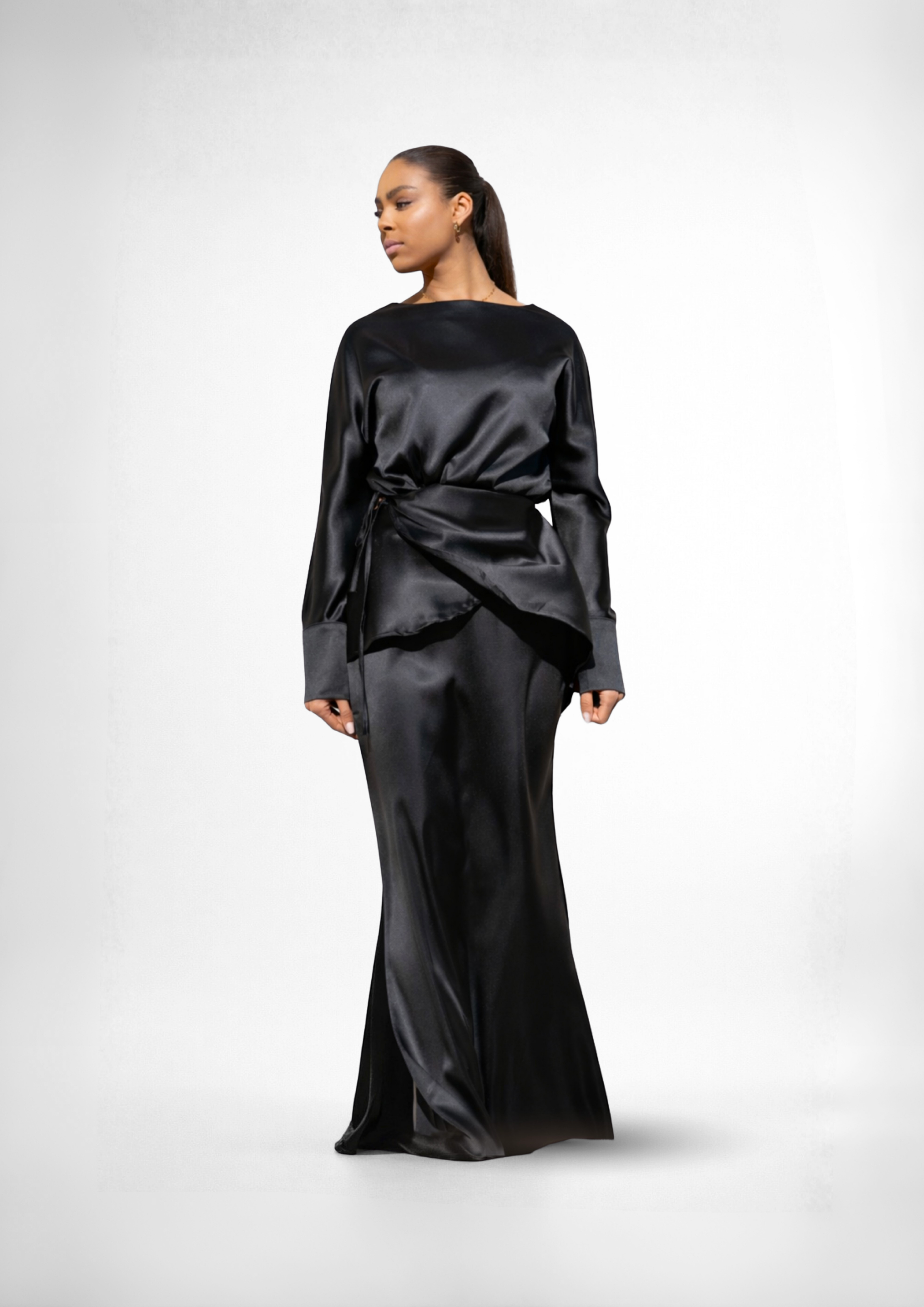 Ensemble Jupe Satiné Noir