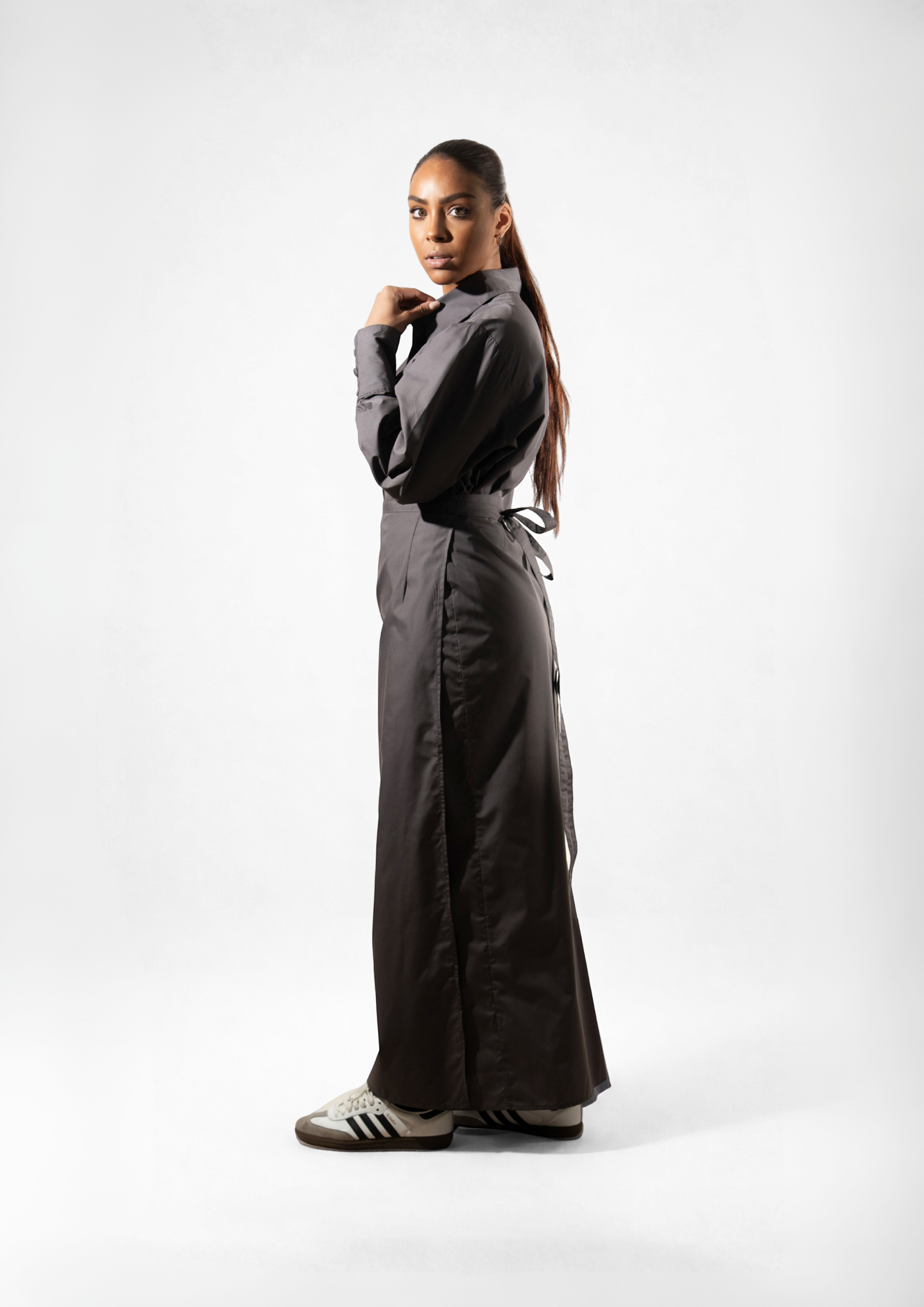 Ensemble Chemise & jupe portefeuille Gris souris